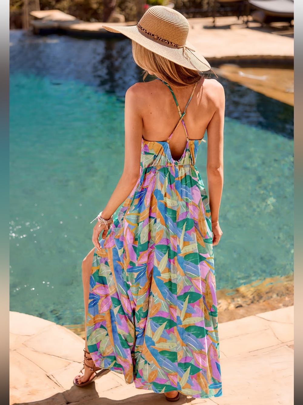 NWT CupShe Dreamy Blossom Abstract Maxi Dress size M - Picture 2 of 7